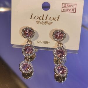 Pink and Silver Dangle Earrings